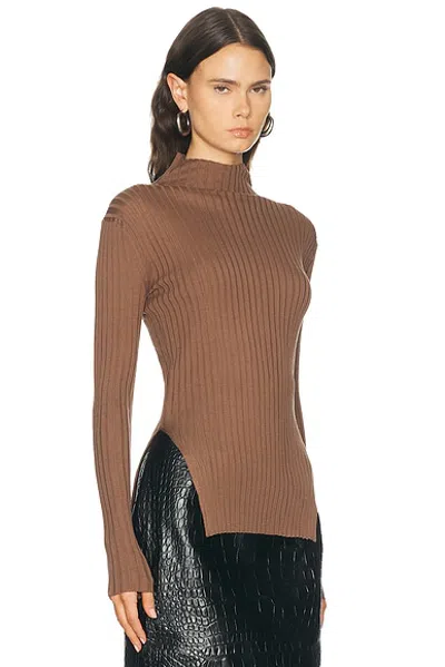 Khaite Vinci Wool And Silk-blend Turtleneck Sweater In Brown