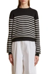 Khaite Black The Viola Striped Cashmere Sweater In Black Ivory