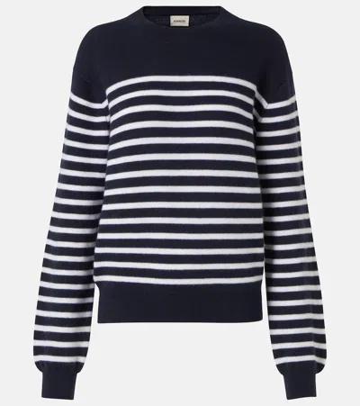 Khaite Viola Striped Cashmere-blend Sweater In Black