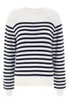 Khaite And Navy Blue Striped Merino Wool Sweater