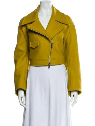 Pre-owned Khaite Virgin Wool Biker Jacket In Yellow