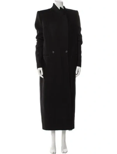 Pre-owned Khaite Virgin Wool Faux Fur Coat In Black