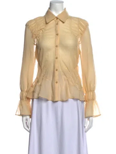 Pre-owned Khaite Virgin Wool Long Sleeve Blouse In Neutrals