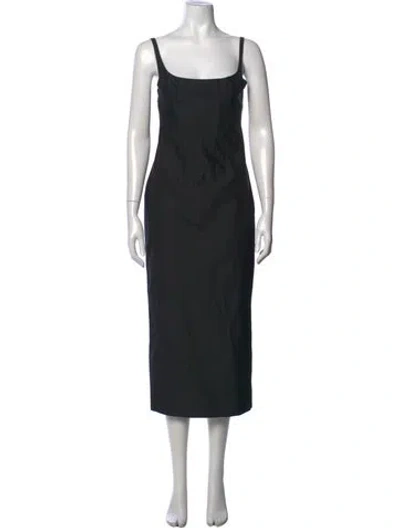 Pre-owned Khaite Virgin Wool Midi Length Dress In Black