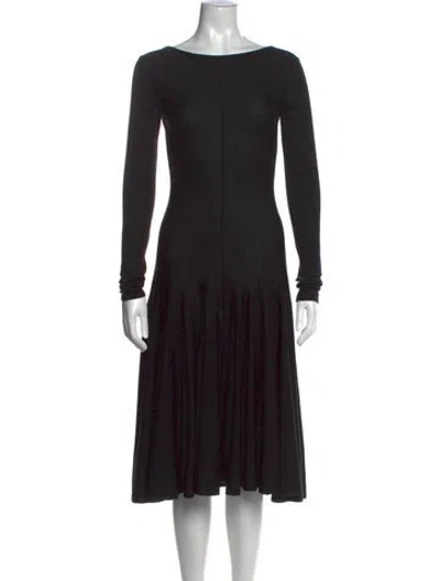 Pre-owned Khaite Virgin Wool Midi Length Dress In Black
