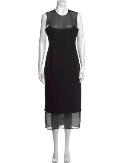 Pre-owned Khaite Virgin Wool Midi Length Dress In Black