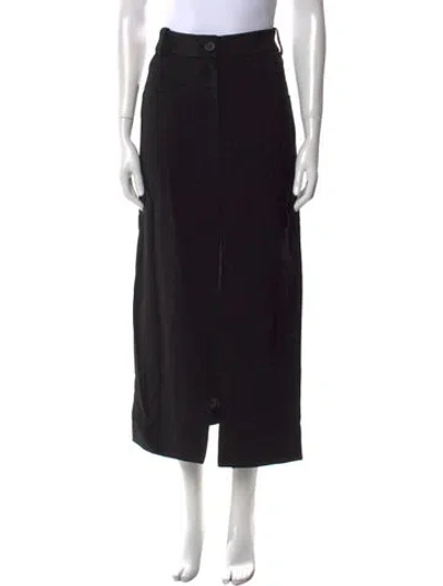 Pre-owned Khaite Virgin Wool Midi Length Skirt In Black