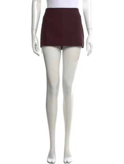 Pre-owned Khaite Virgin Wool Mini Skirt In Burgundy