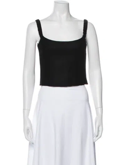 Pre-owned Khaite Virgin Wool Off-the-shoulder Crop Top In Black