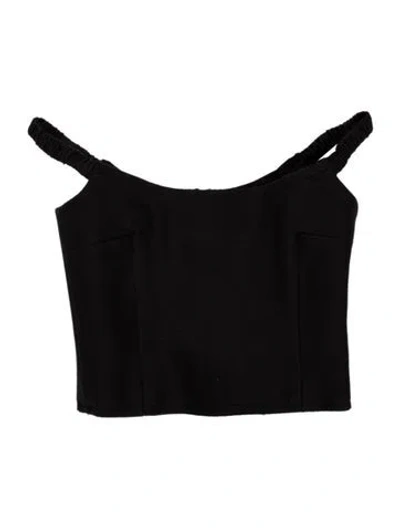 Pre-owned Khaite Virgin Wool Off-the-shoulder Crop Top In Black