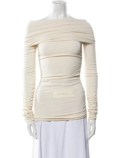 Pre-owned Khaite Virgin Wool Off-the-shoulder Tunic In Neutral