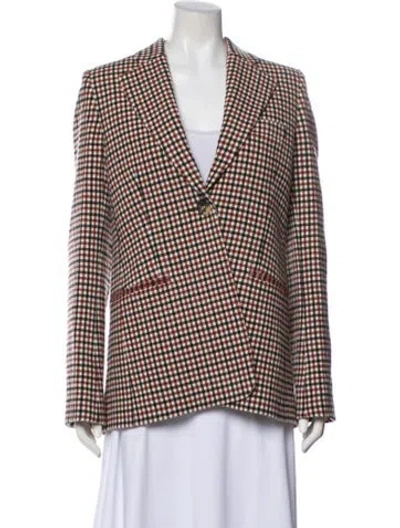 Pre-owned Khaite Virgin Wool Plaid Print Blazer W/ Tags In Red