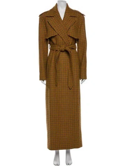Pre-owned Khaite Virgin Wool Plaid Print Trench Coat In Neutral