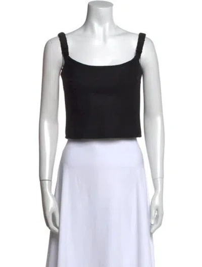 Pre-owned Khaite Virgin Wool Square Neckline Crop Top In Black