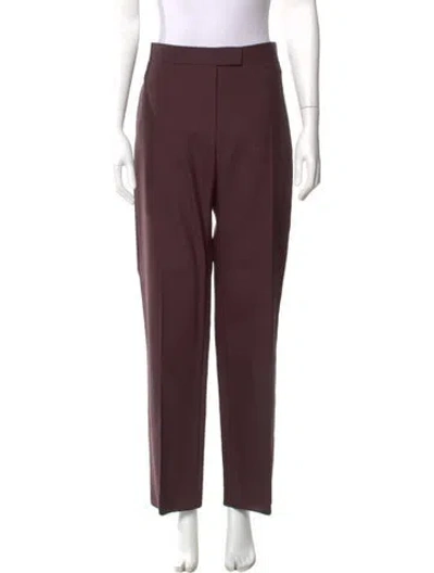 Pre-owned Khaite Virgin Wool Straight Leg Pants In Burgundy