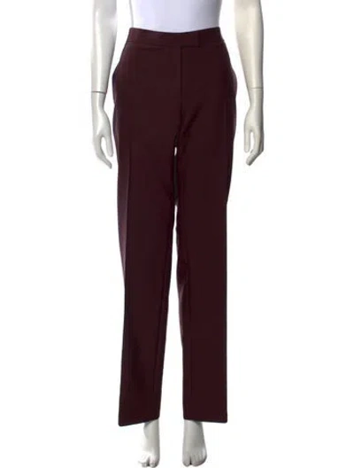 Pre-owned Khaite Virgin Wool Straight Leg Pants In Burgundy