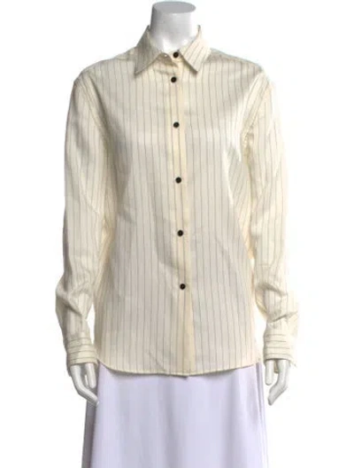 Pre-owned Khaite Virgin Wool Striped Button-up Top