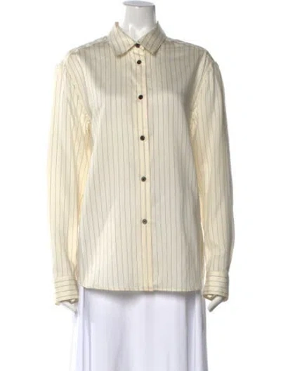 Pre-owned Khaite Virgin Wool Striped Button-up Top In Neutral