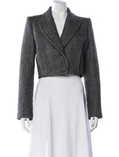Pre-owned Khaite Virgin Wool Tweed Pattern Blazer In Gray