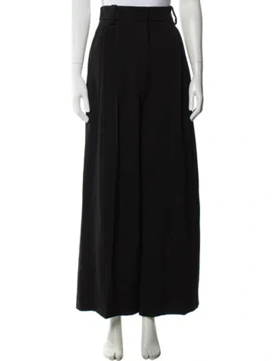 Pre-owned Khaite Virgin Wool Wide Leg Pants In Black