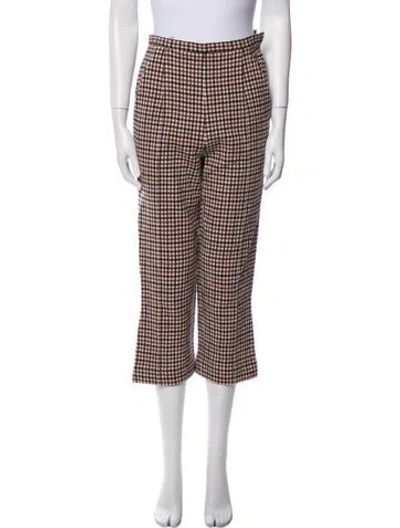 Pre-owned Khaite Virgin Wool Wide Leg Pants In Black/burgundy/white
