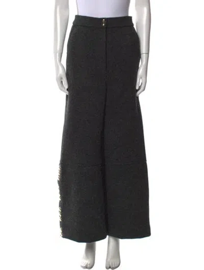 Pre-owned Khaite Virgin Wool Wide Leg Pants In Gray