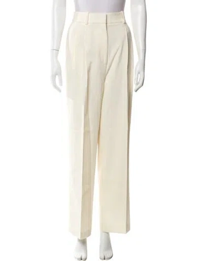 Pre-owned Khaite Virgin Wool Wide Leg Pants In Neutral