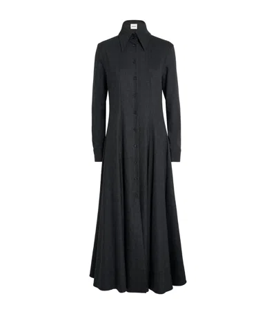 Khaite Virgin Wool-cashmere Blend Ricky Shirt Dress In Black
