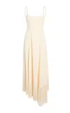 Khaite Vivian Fringed Crepe Maxi Dress In White