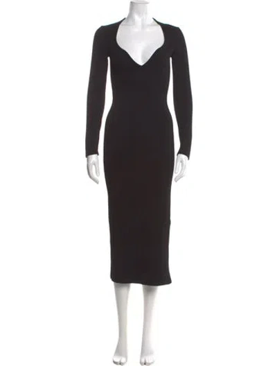 Pre-owned Khaite V-neck Long Dress In Black