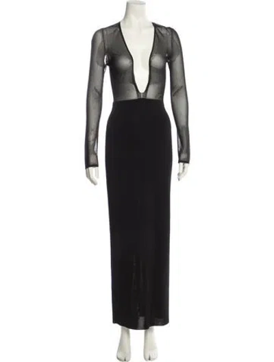 Pre-owned Khaite V-neck Long Dress In Black
