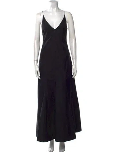 Pre-owned Khaite V-neck Long Dress In Black