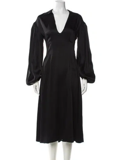 Pre-owned Khaite V-neck Long Dress In Black