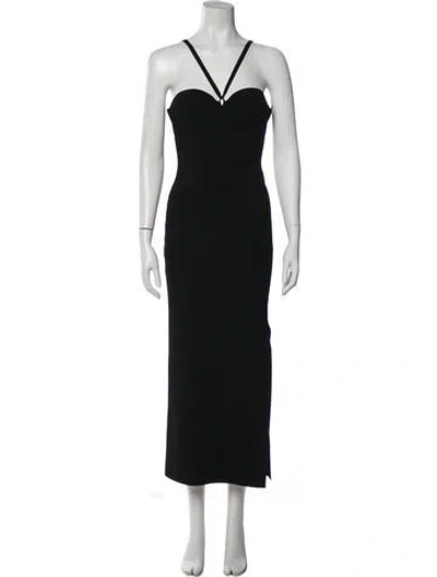 Pre-owned Khaite V-neck Long Dress In Black
