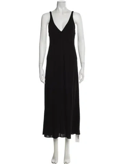 Pre-owned Khaite V-neck Long Dress In Black