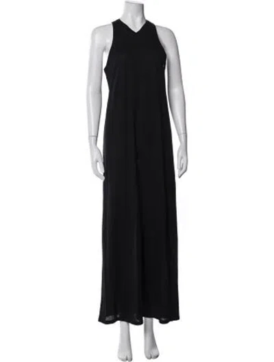 Pre-owned Khaite V-neck Long Dress In Black
