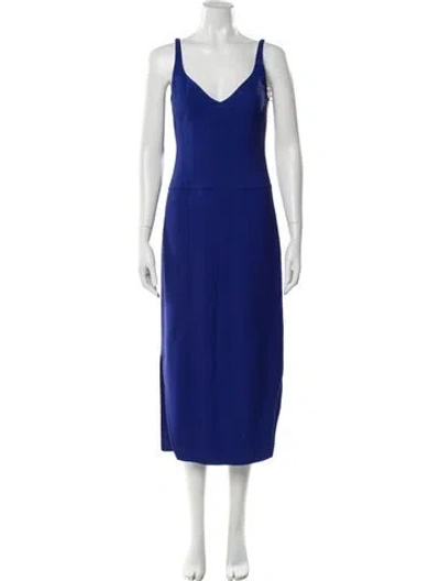 Pre-owned Khaite V-neck Long Dress In Blue