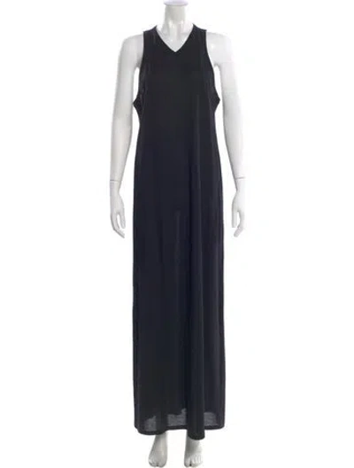 Pre-owned Khaite V-neck Long Dress In Blue