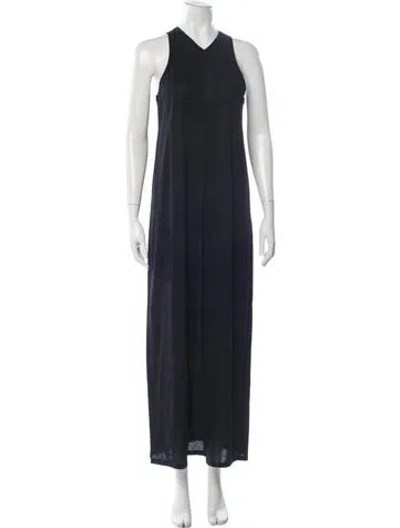Pre-owned Khaite V-neck Long Dress In Blue