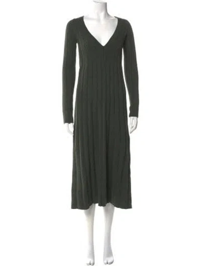 Pre-owned Khaite V-neck Long Dress In Green