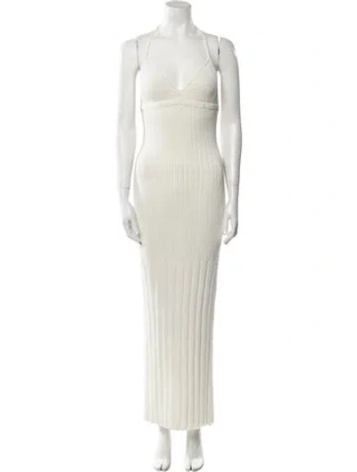 Pre-owned Khaite V-neck Long Dress In Neutral
