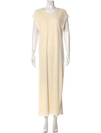 Pre-owned Khaite V-neck Long Dress In Neutral