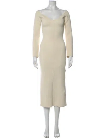 Pre-owned Khaite V-neck Long Dress In Neutral