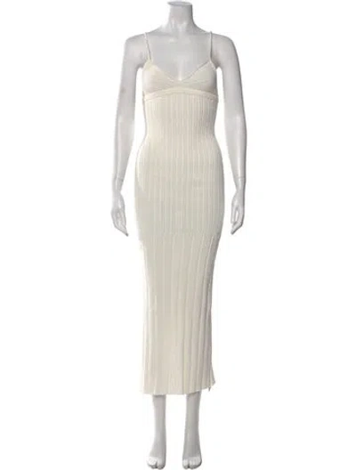 Pre-owned Khaite V-neck Long Dress In Neutral