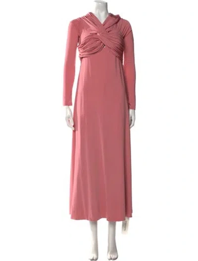 Pre-owned Khaite V-neck Long Dress In Pink