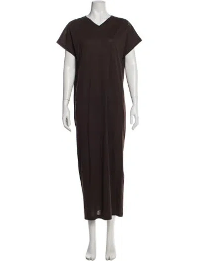 Pre-owned Khaite V-neck Long Dress In Purple
