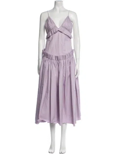 Pre-owned Khaite V-neck Long Dress In Purple