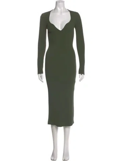 Pre-owned Khaite V-neck Long Dress W/ Tags In Green