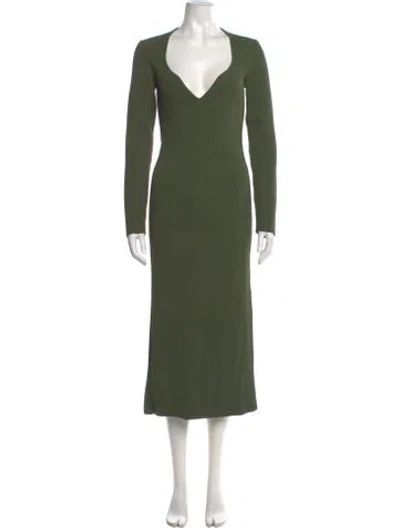 Pre-owned Khaite V-neck Long Dress W/ Tags In Green