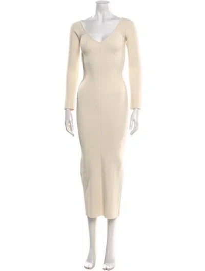 Pre-owned Khaite V-neck Long Dress W/ Tags In Neutral